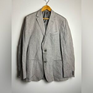 Z Zegna Square Pockets Men's Gray 48R Blazer 100% Linen Old money Luxury luxury
